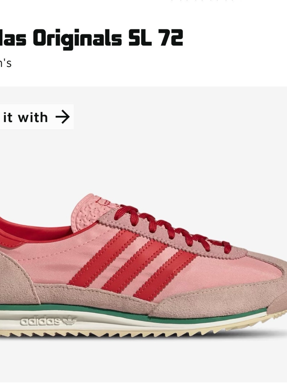 adidas Originals SL 72 Women's Pink and Red Retro Sneakers